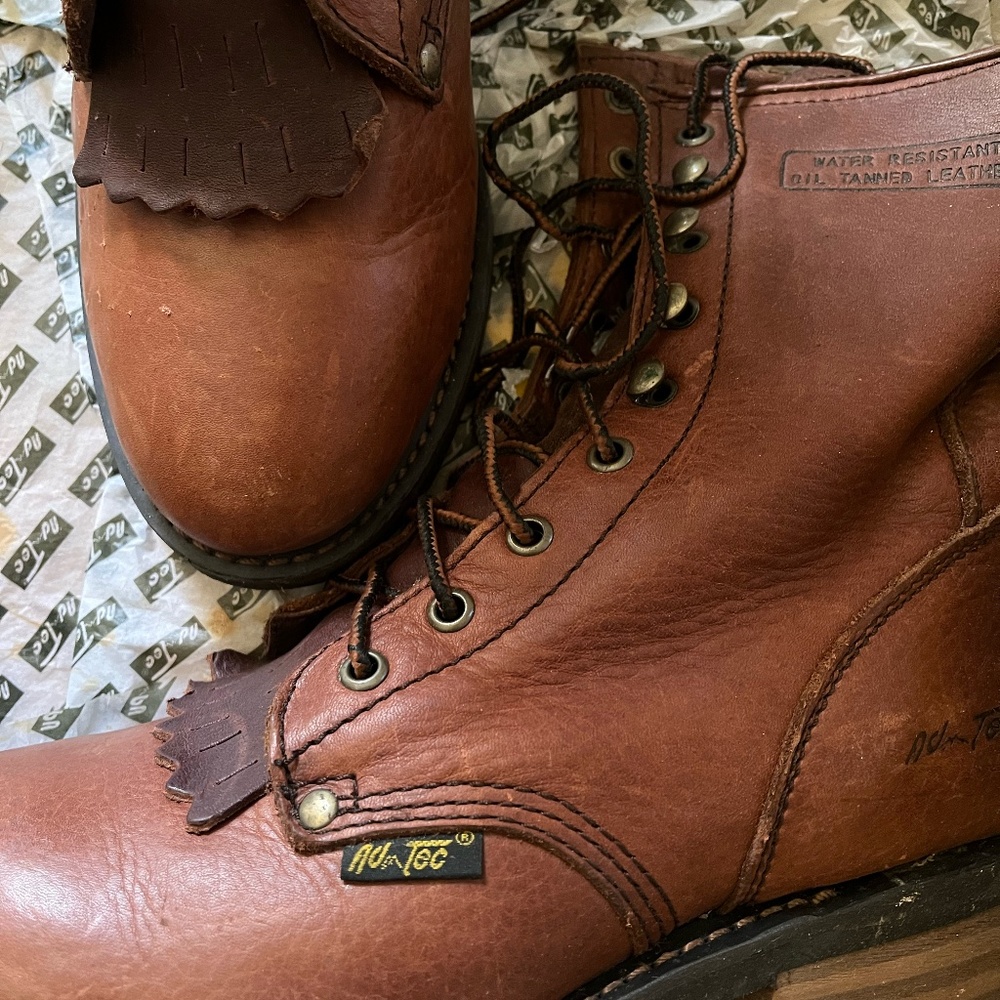 Ad Tec 8" Mid Calf Work Boot (Womens steel toe work boots) size 9 Chestnuts